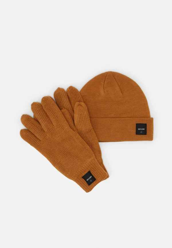 prix abordable Only & Sons Onsxbox Gloves Beanie Unisex Set – Gants – Camel 1