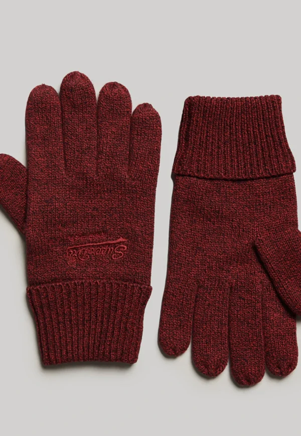 soldes de Noël Superdry Essential Plain – Gants – Dark Red Grit 3