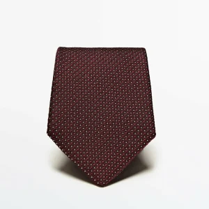 remise en ligne Massimo Dutti Blend Polka Dot – Cravate – Bordeaux 15