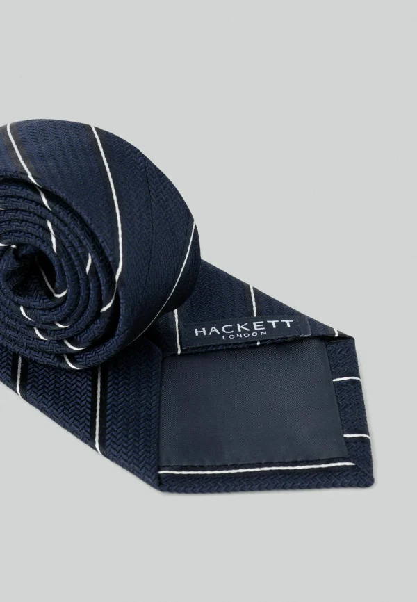 Hackett London Textured Stripe – Cravate – Navy qualité supérieure 3