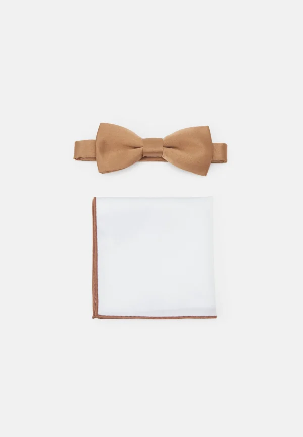 Only & Sons Onsted Bow Tie Set – Mouchoir De Poche – Brown Sugar des prix incroyables 1