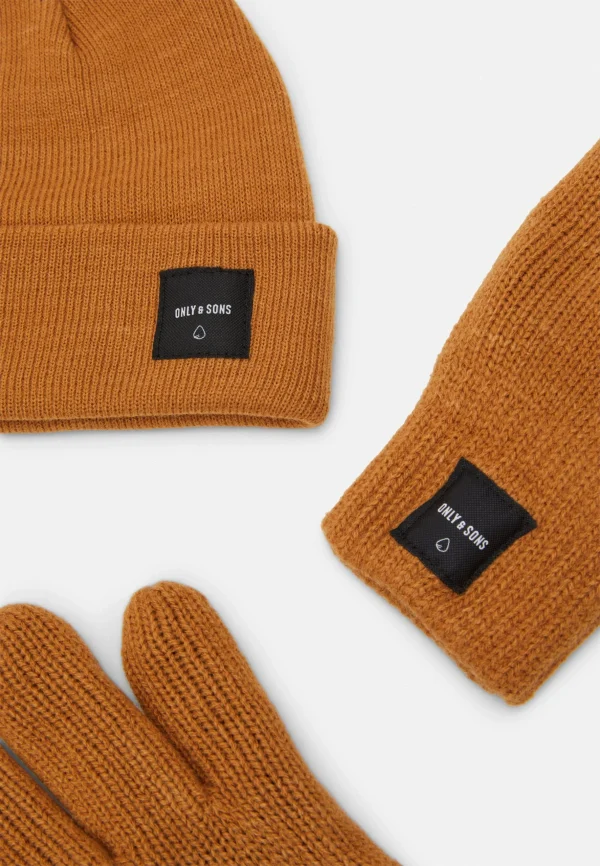 prix abordable Only & Sons Onsxbox Gloves Beanie Unisex Set – Gants – Camel 5